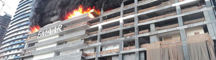 dubai fountain building fire